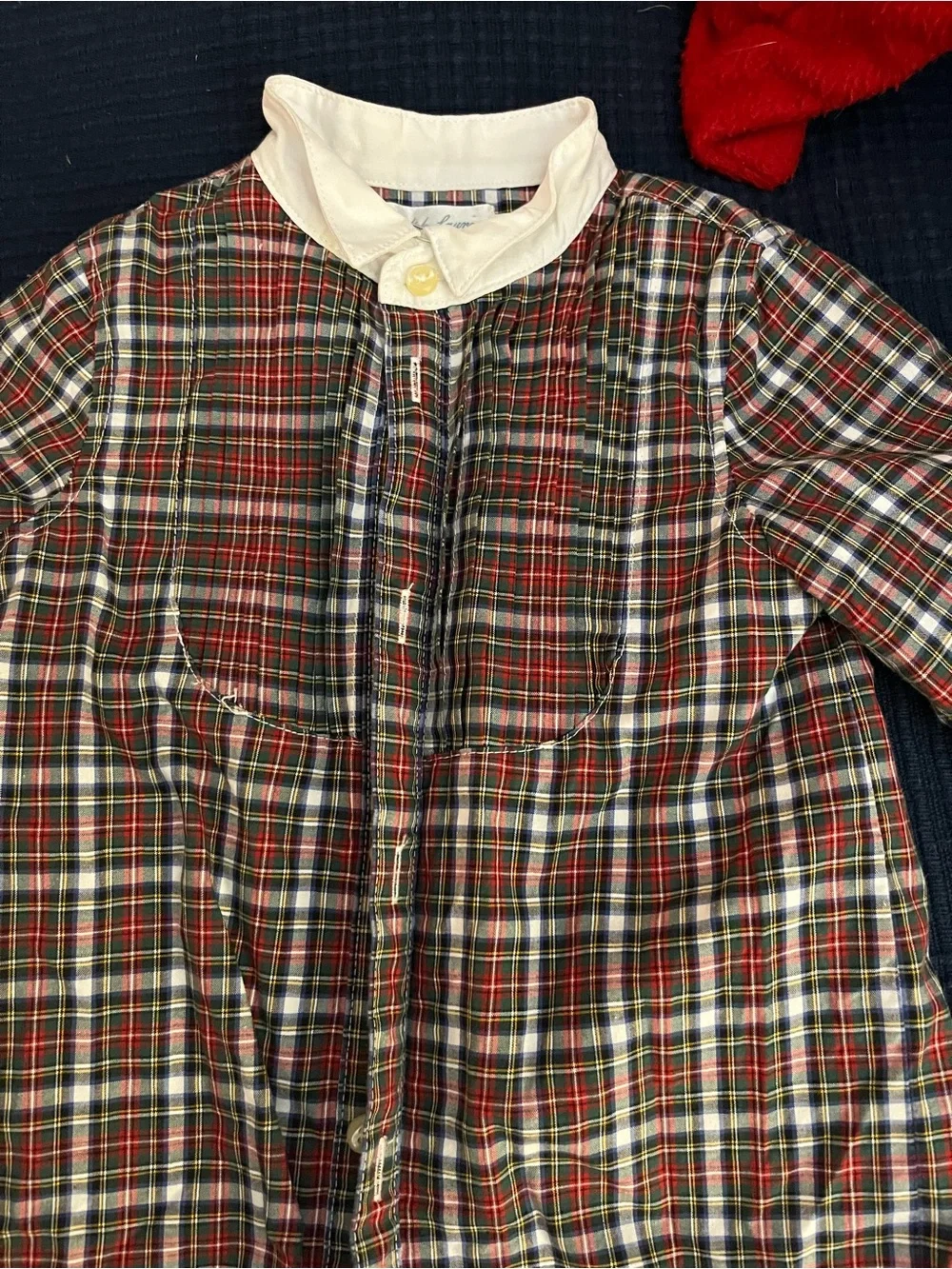 Ralph Lauren Plaid boys one piece with tuxedo collar and pleats. Beautiful!!